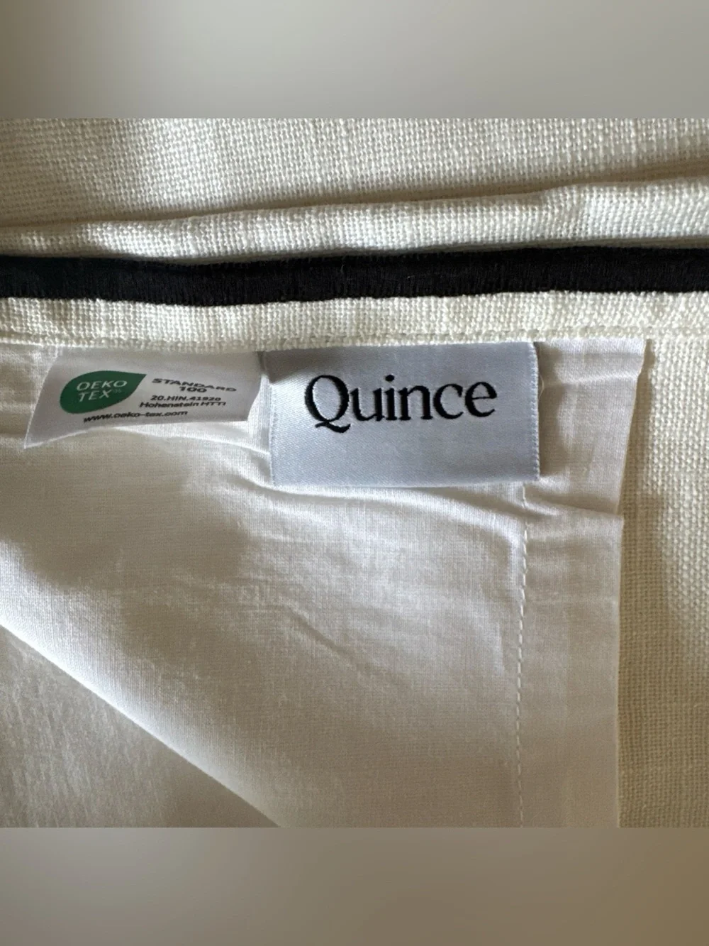 New Quince Ivory Cotton Curtain Black Piped 48 x 108” Light Filtering 1 Panel